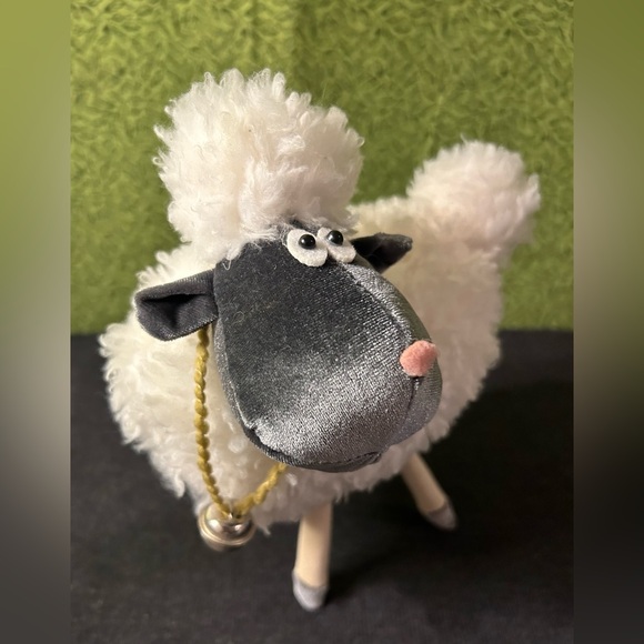 Wooly Sheep Figural Figurine Country Decor Stuffed Head Plastic Eyes - Picture 5 of 8